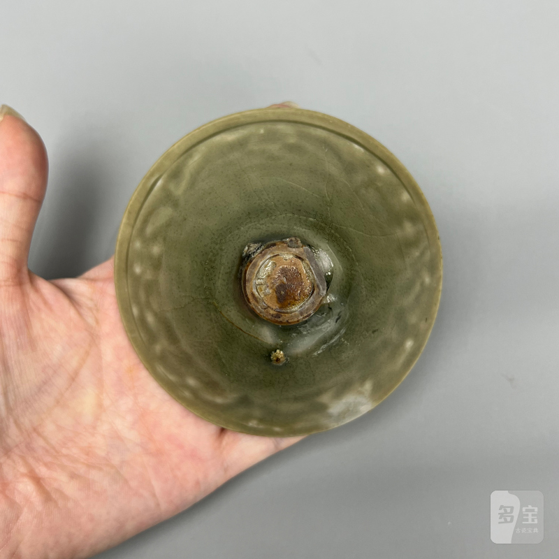 明代 青釉剔花斗笠盏 - 图13